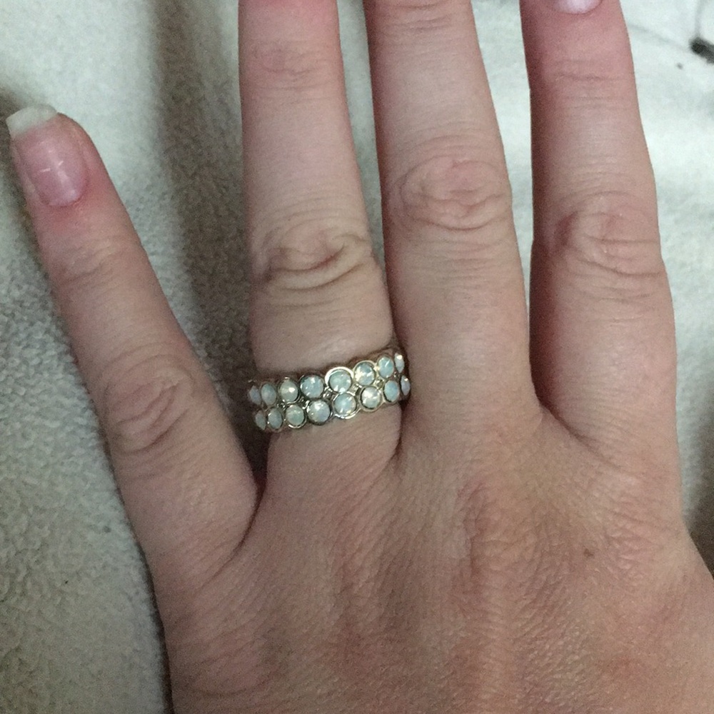 EXPRESS dipped gold double rhinestone ring